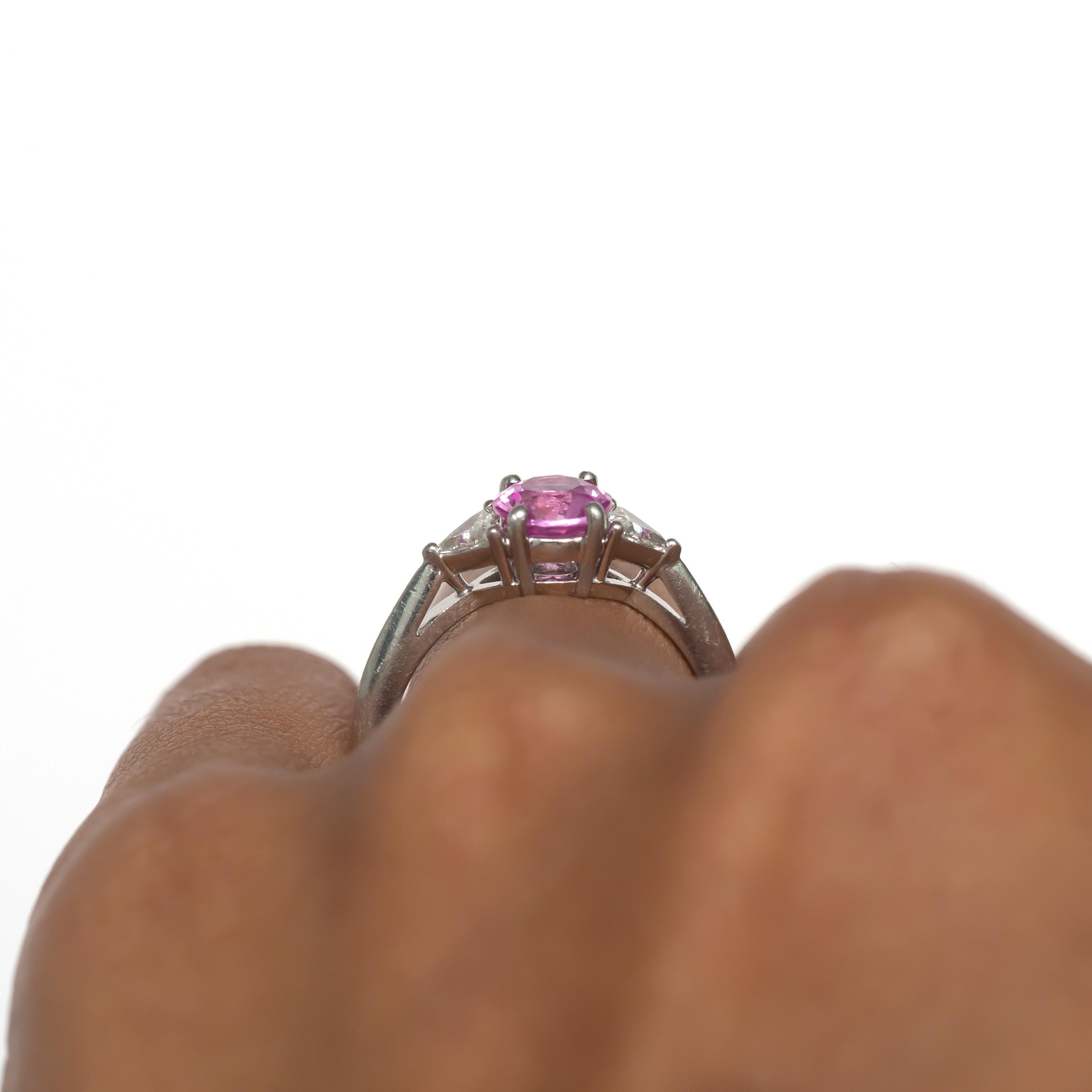 Tiffany & Co. 1.00 Carat Pink Sapphire Diamond Platinum Engagement Ring 5