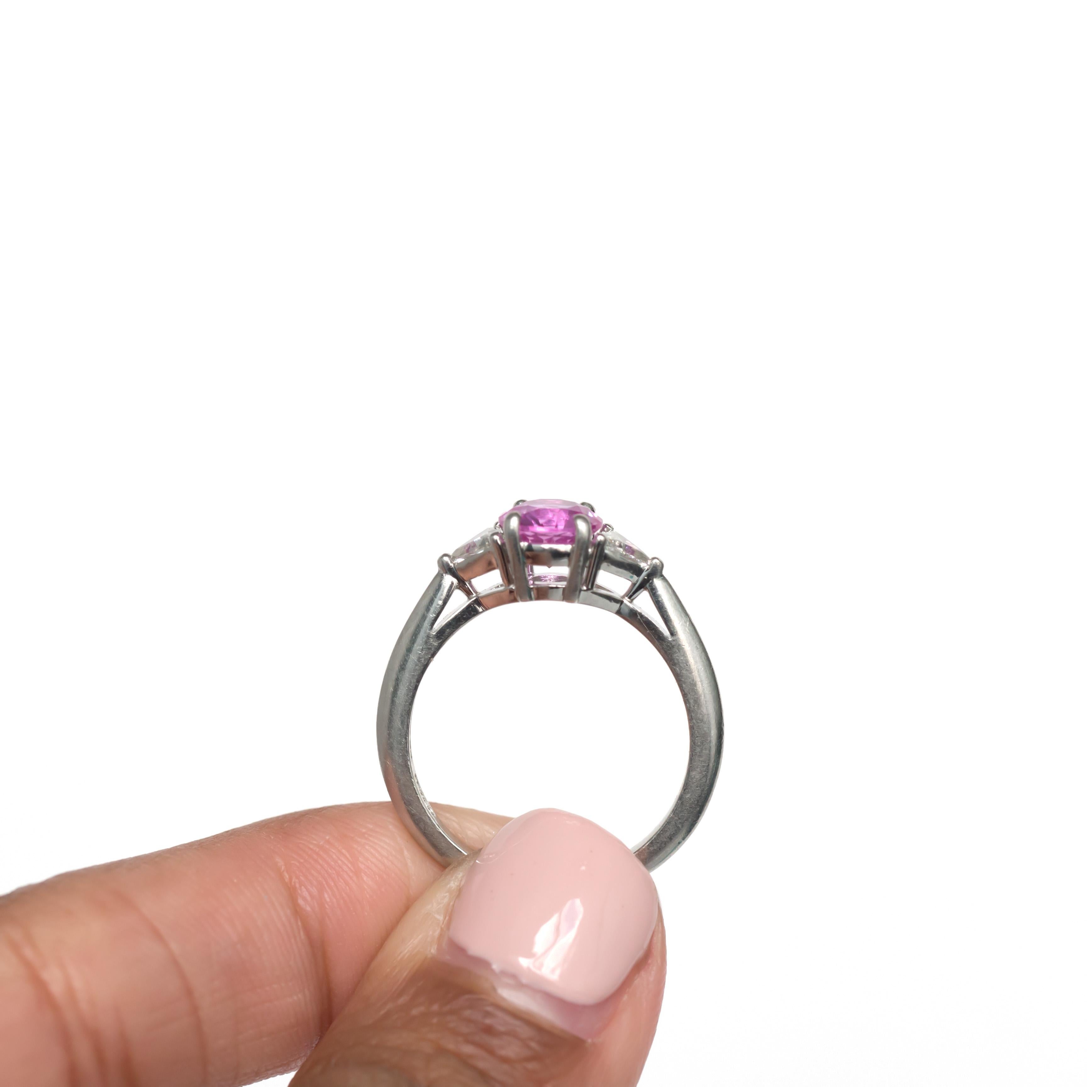 Tiffany & Co. 1.00 Carat Pink Sapphire Diamond Platinum Engagement Ring 2