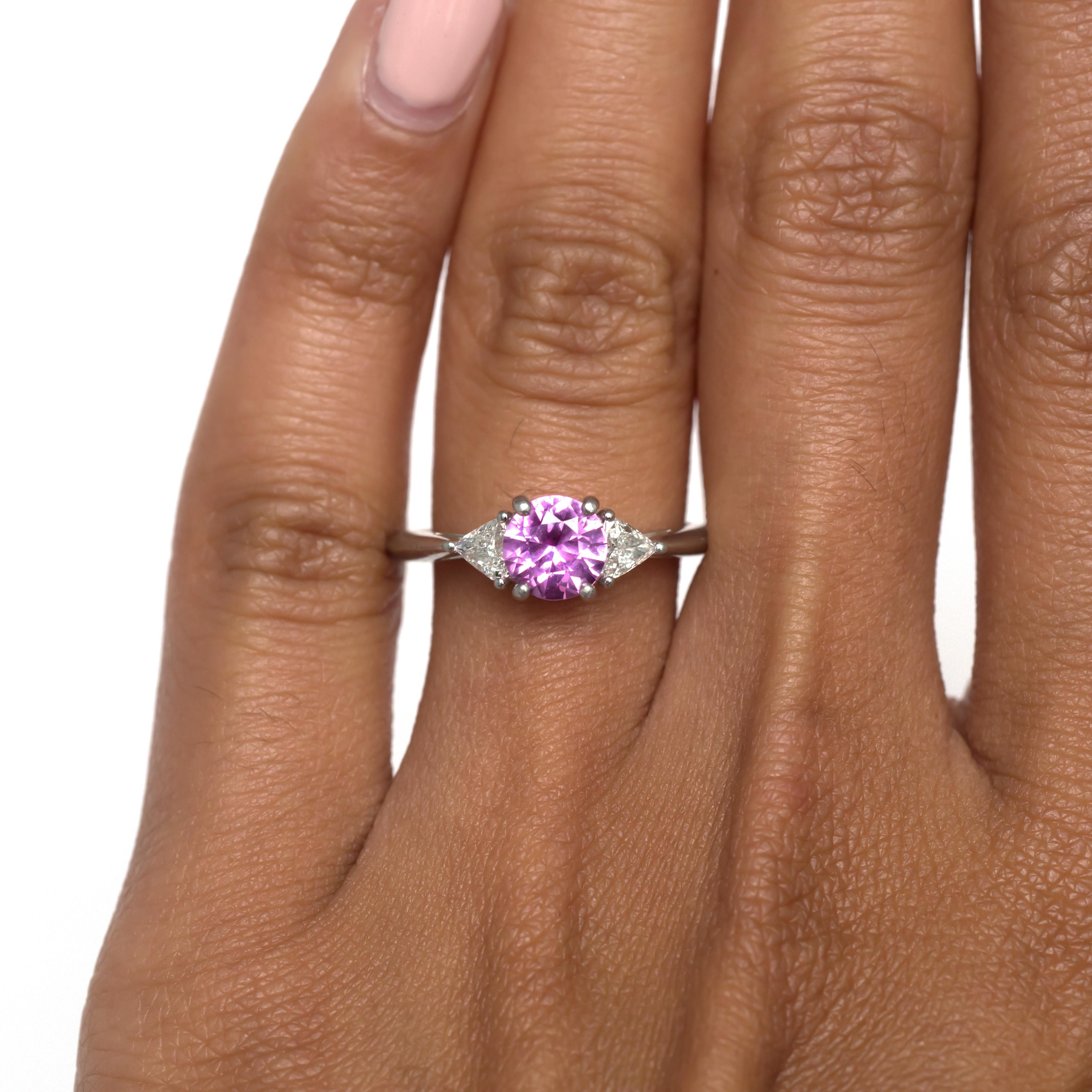 Tiffany & Co. 1.00 Carat Pink Sapphire Diamond Platinum Engagement Ring 3
