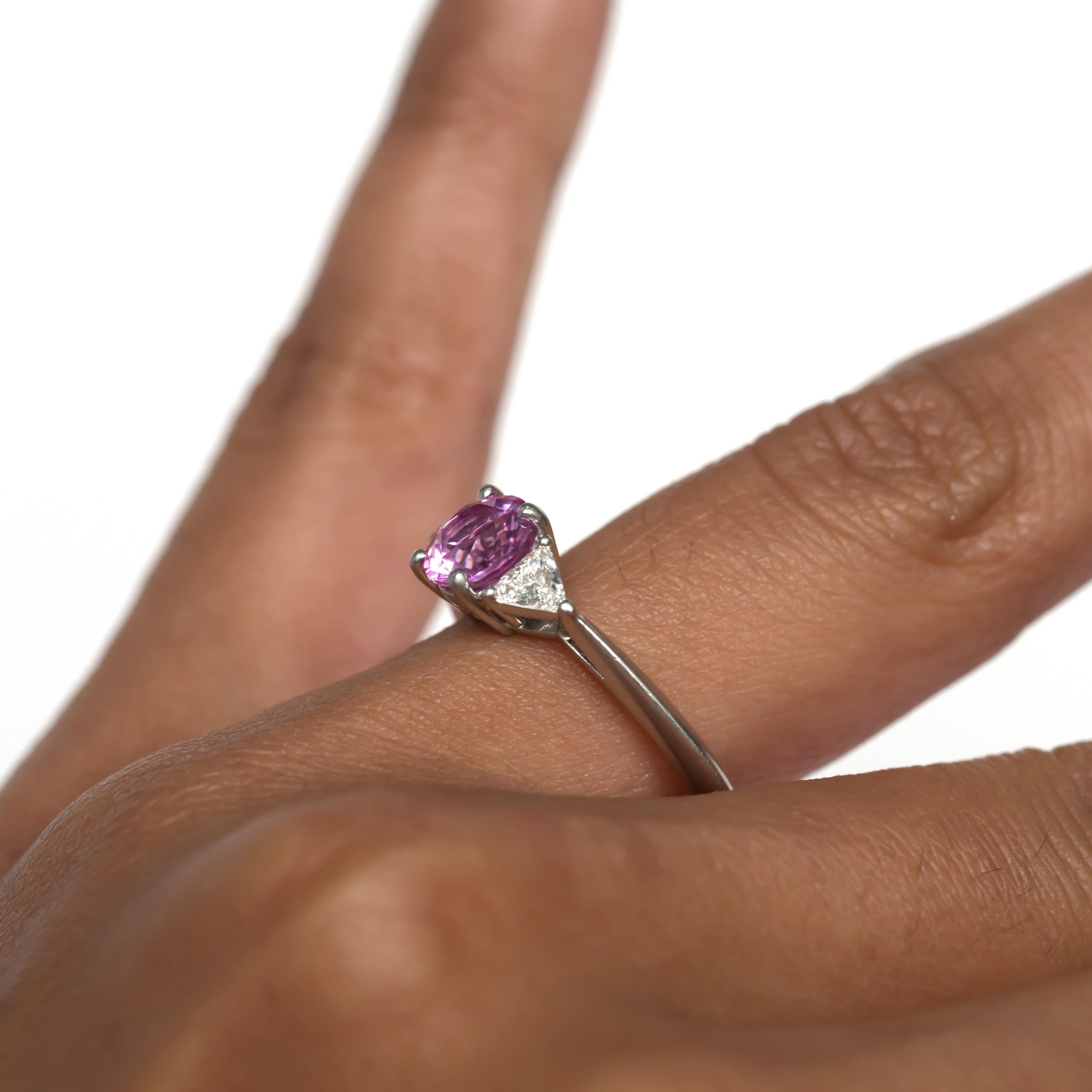 Tiffany & Co. 1.00 Carat Pink Sapphire Diamond Platinum Engagement Ring 4