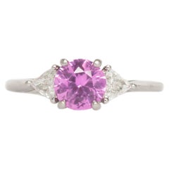 Tiffany & Co. 1.00 Carat Pink Sapphire Diamond Platinum Engagement Ring