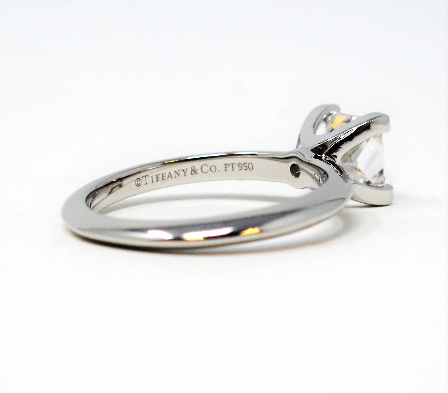Tiffany & Co 1.00 Carat Princess Diamond Solitaire Engagement Ring Platinum 1