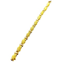 Tiffany & Co. 1.00 Carat Round Brilliant Diamond and Yellow Gold Nugget Bracelet