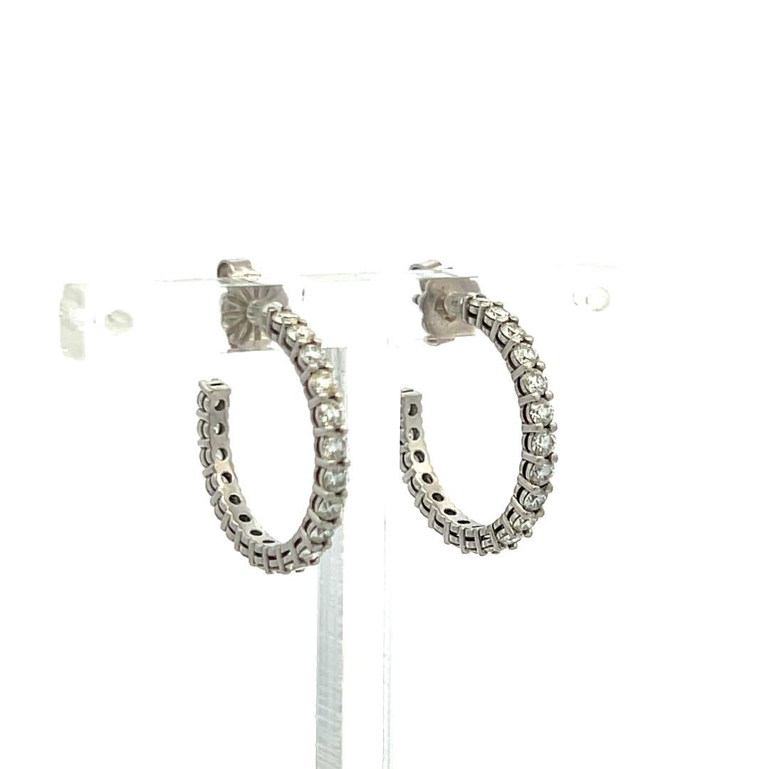 Tiffany & Co. 1,00 Carati Rotondi Brillanti F VS Diamanti in Platino Orecchini a cerchio in vendita 2