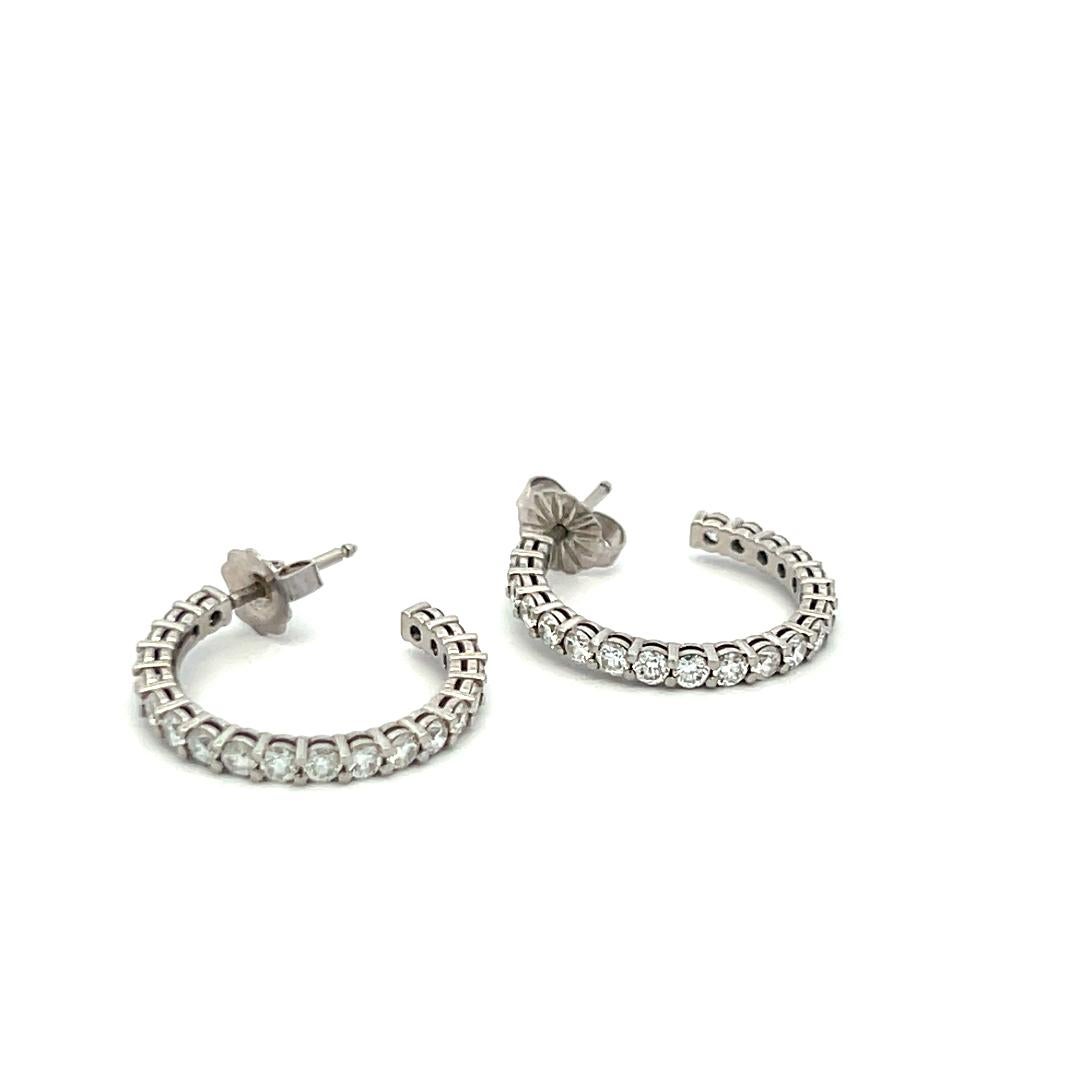 Tiffany & Co. 1,00 Carati Rotondi Brillanti F VS Diamanti in Platino Orecchini a cerchio in vendita 3