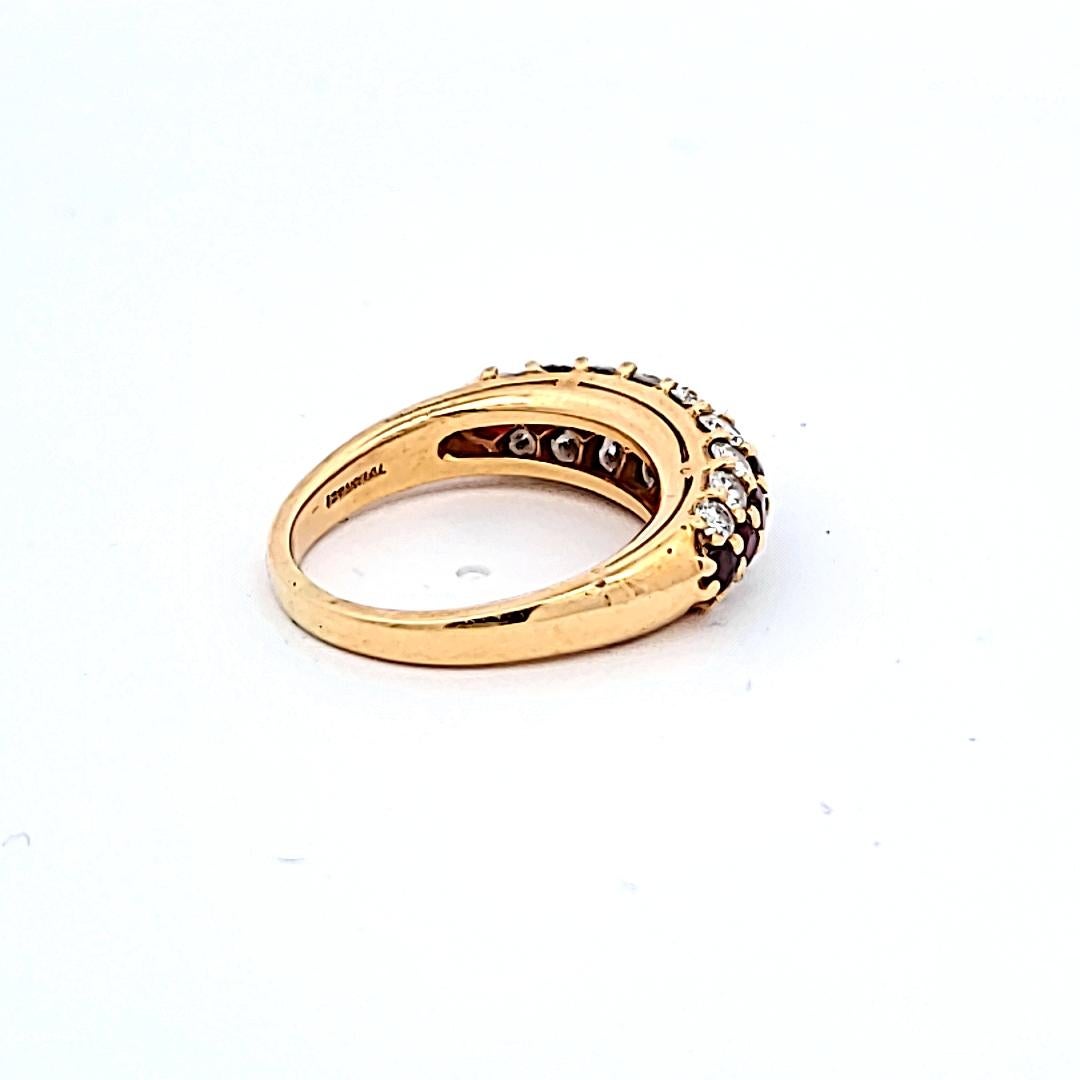 Round Cut Tiffany & Co 1.00 Carat Ruby 0.80 Carat Diamond 18 Karat Yellow Gold Halo Ring For Sale