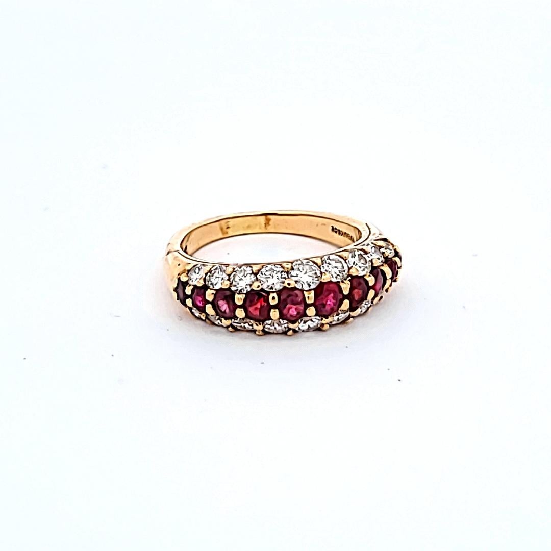 Women's Tiffany & Co 1.00 Carat Ruby 0.80 Carat Diamond 18 Karat Yellow Gold Halo Ring For Sale