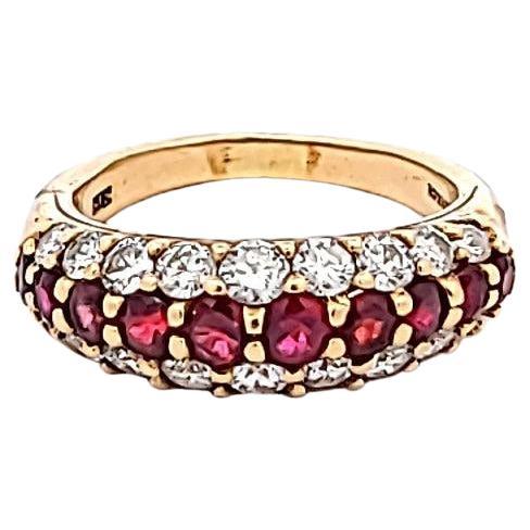 Tiffany & Co 1.00 Carat Ruby 0.80 Carat Diamond 18 Karat Yellow Gold Halo Ring