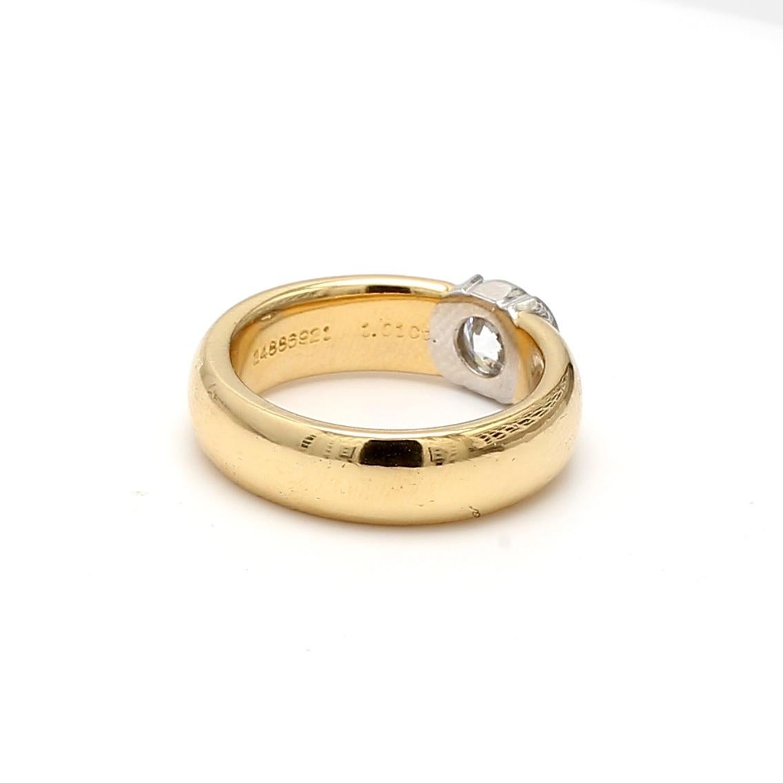 Women's Tiffany & Co 1.01 Carat Round G VS1 Diamond 18K Yellow Gold Engagement Ring For Sale