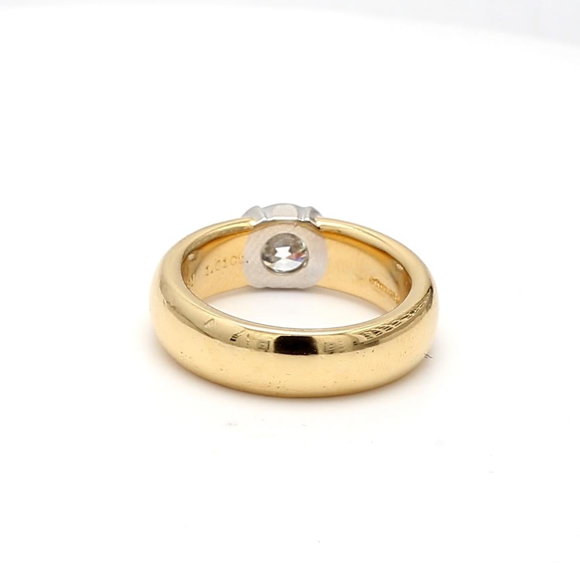 Tiffany & Co 1.01 Carat Round G VS1 Diamond 18K Yellow Gold Engagement Ring For Sale 1