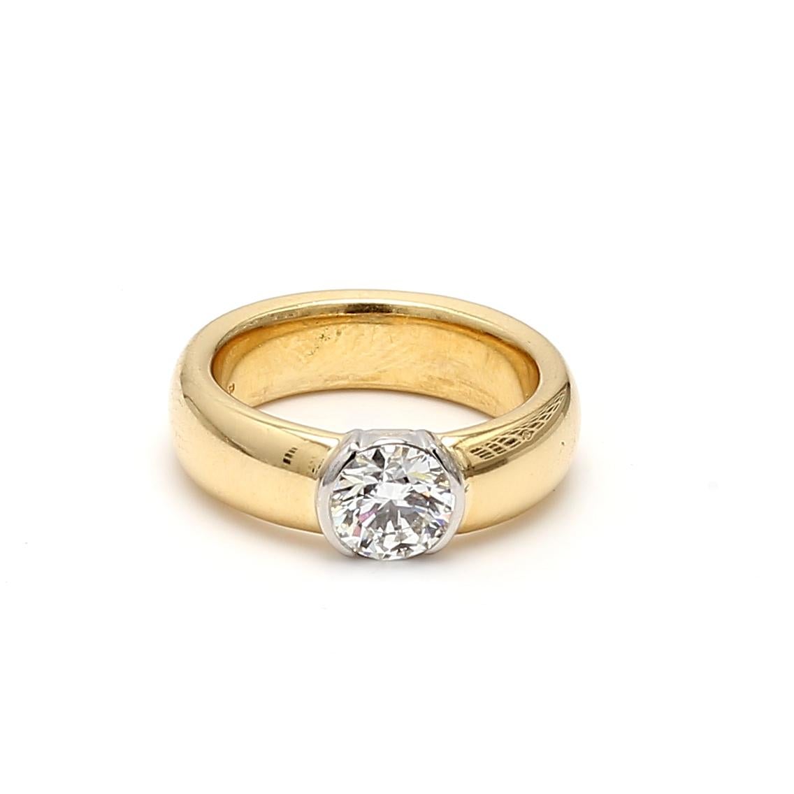 Tiffany & Co, bague de fiançailles en or jaune 18 carats avec diamant rond G VS1 de 1,01 carat en vente 3
