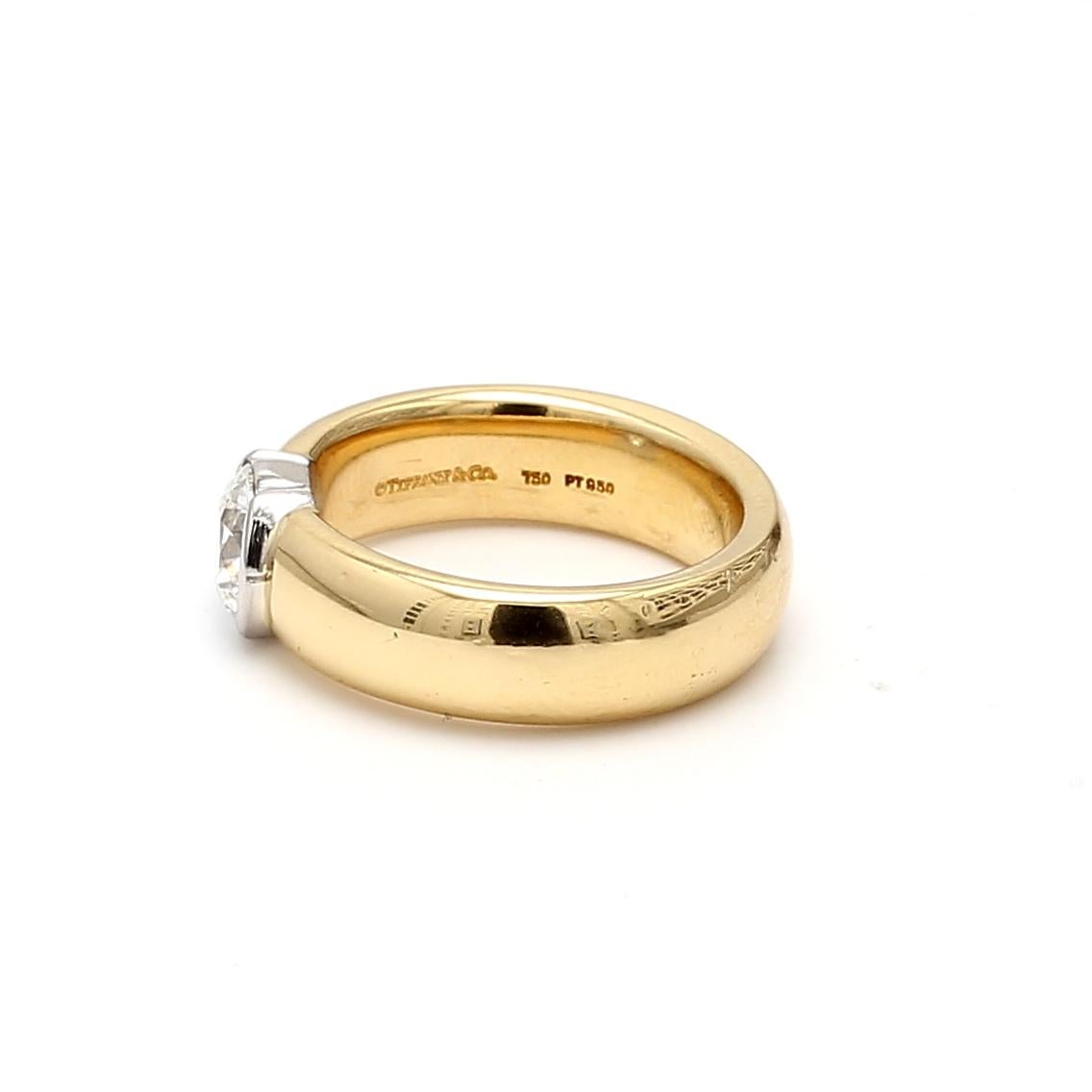Tiffany & Co 1.01 Carat Round G VS1 Diamond 18K Yellow Gold Engagement Ring For Sale 3