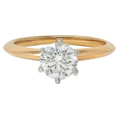 Tiffany & Co. 1.01 CT Diamond Platinum 18K Gold Solitaire Engagement Ring GIA