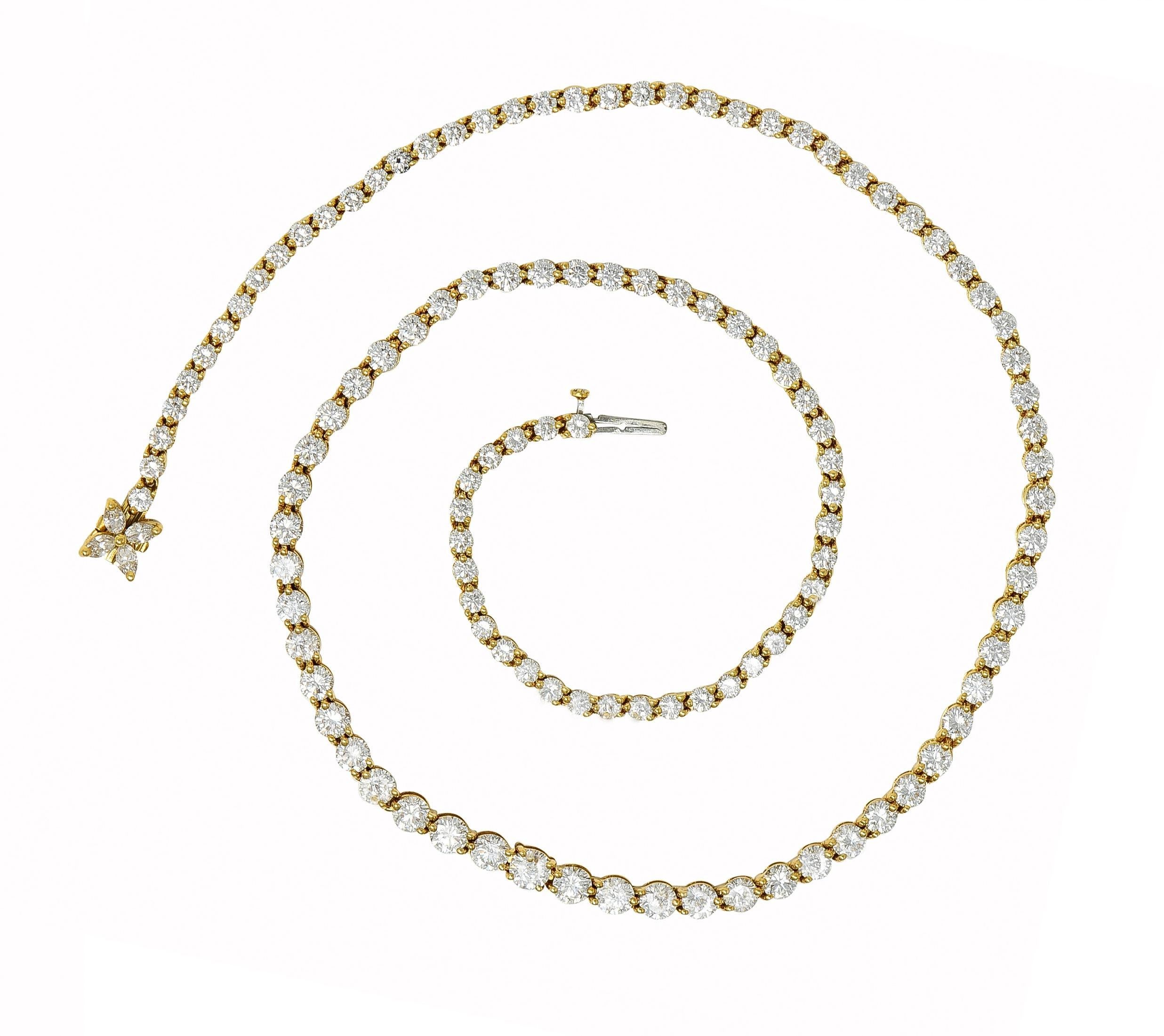 Brilliant Cut Tiffany & Co. 10.18 CTW Diamond 18 Karat Yellow Gold Victoria Riviera Necklace For Sale