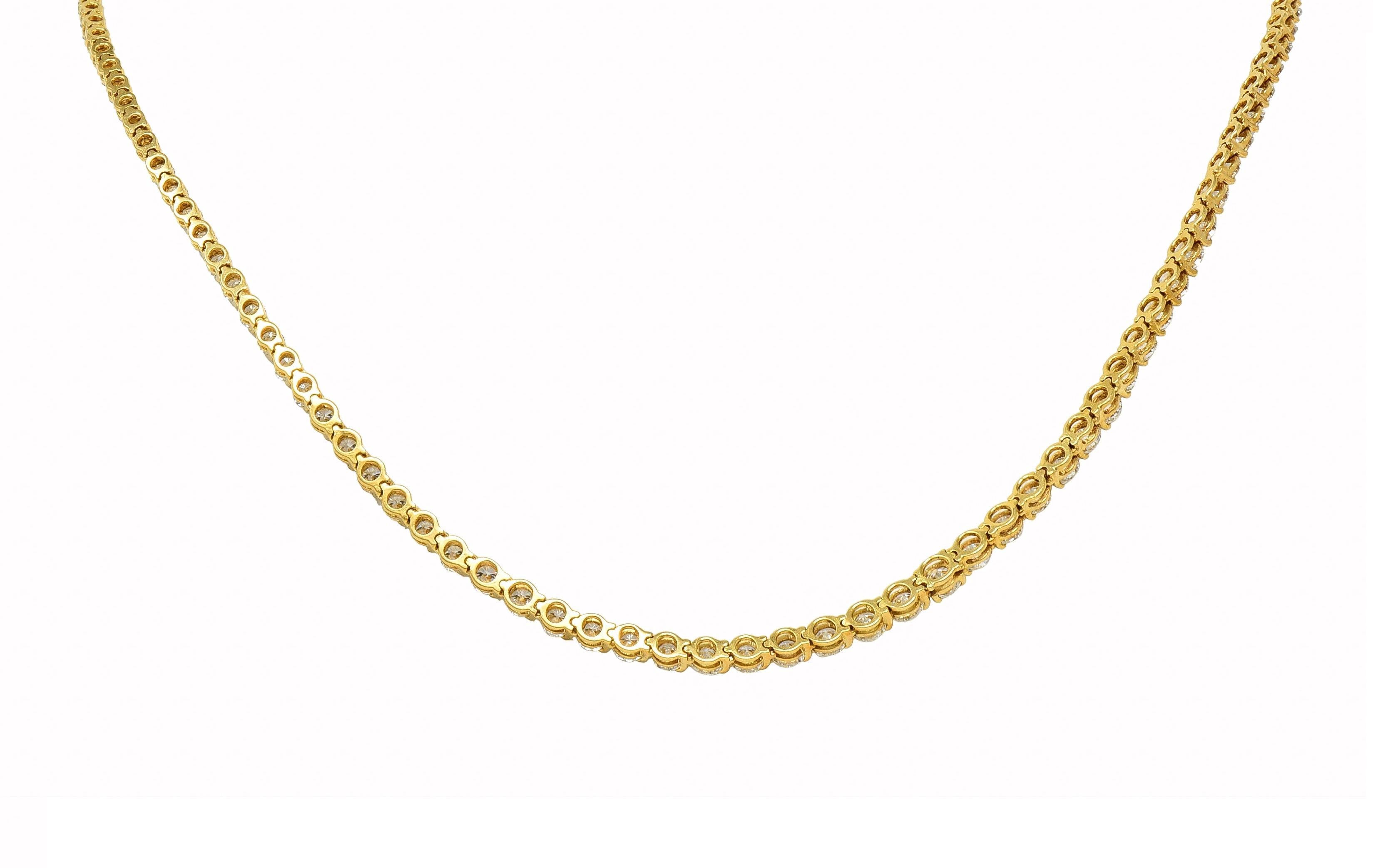 Tiffany & Co. 10.18 CTW Diamond 18 Karat Yellow Gold Victoria Riviera Necklace In Excellent Condition For Sale In Philadelphia, PA