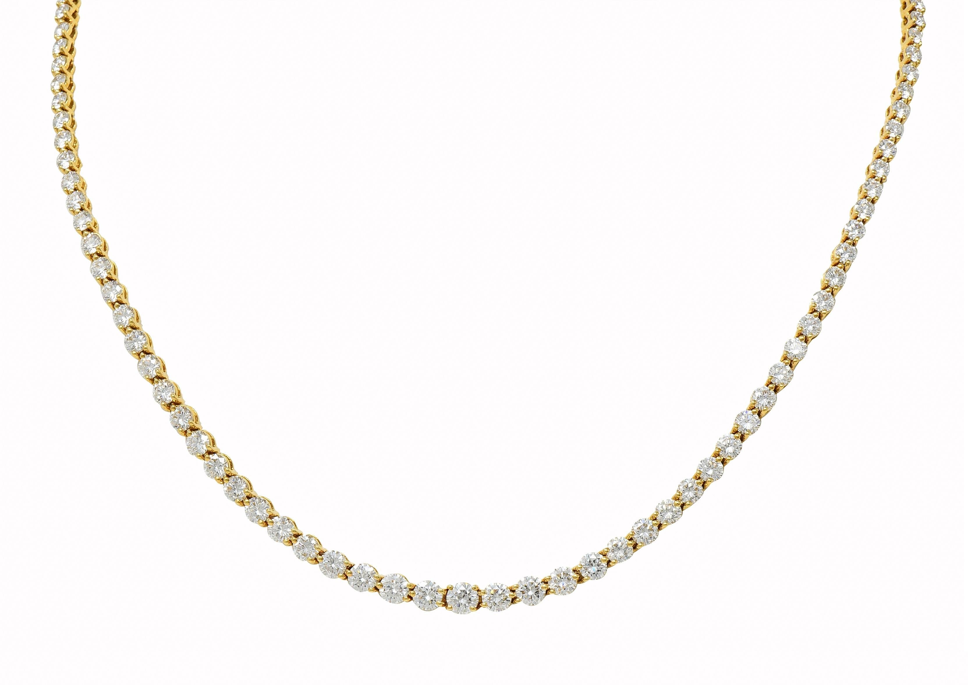 Tiffany & Co. 10.18 CTW Diamond 18 Karat Yellow Gold Victoria Riviera Necklace For Sale 3