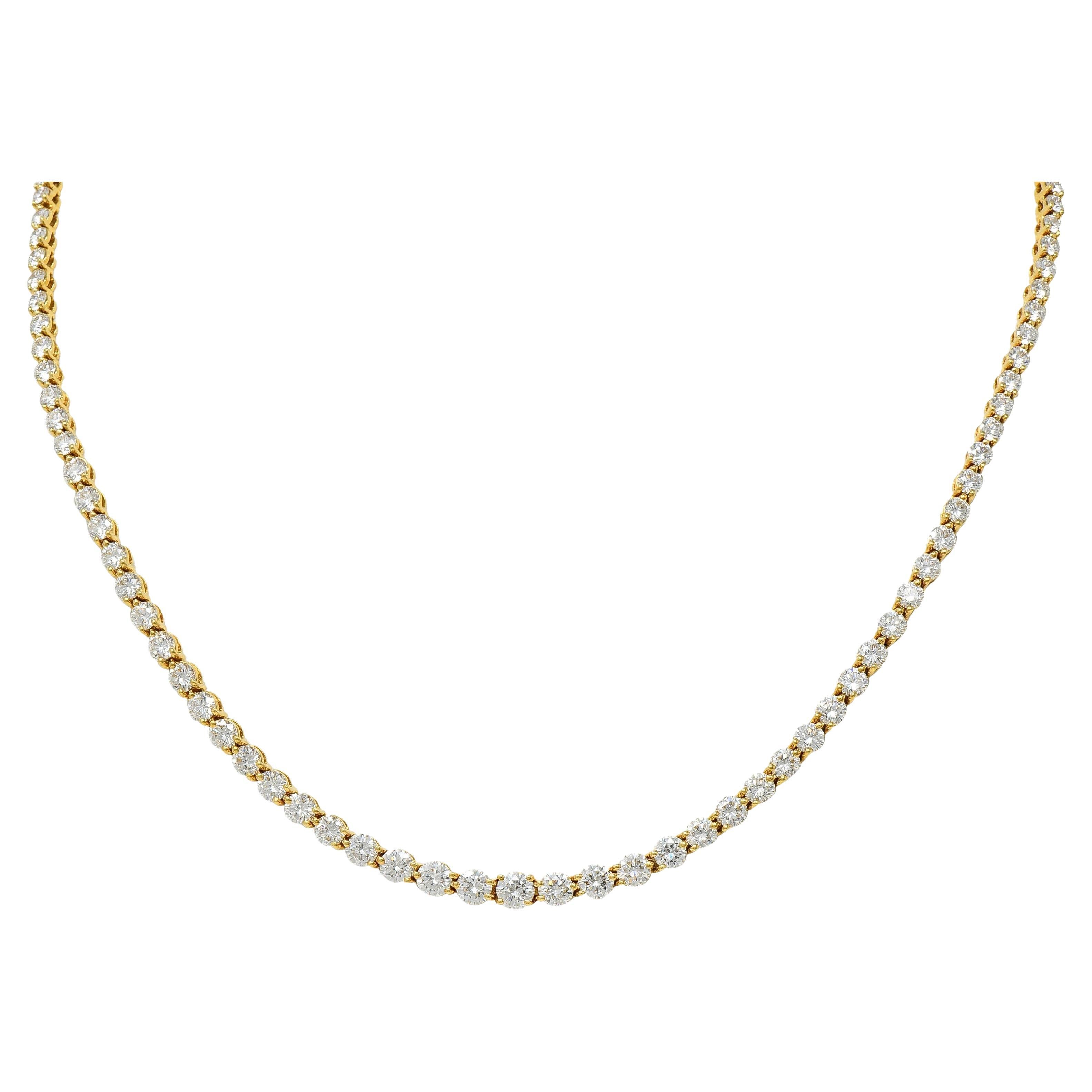 Tiffany & Co. 10.18 CTW Diamond 18 Karat Yellow Gold Victoria Riviera Necklace For Sale