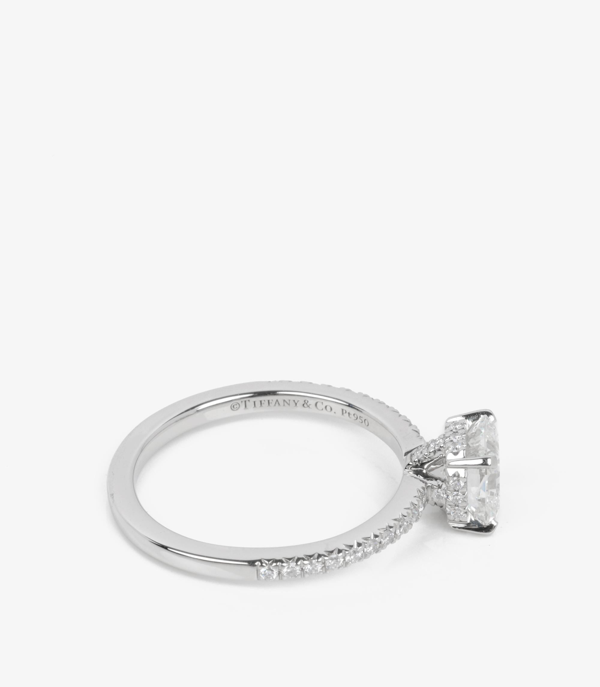 Square Cut Tiffany & Co. 1.01ct True Diamond Platinum Ring For Sale