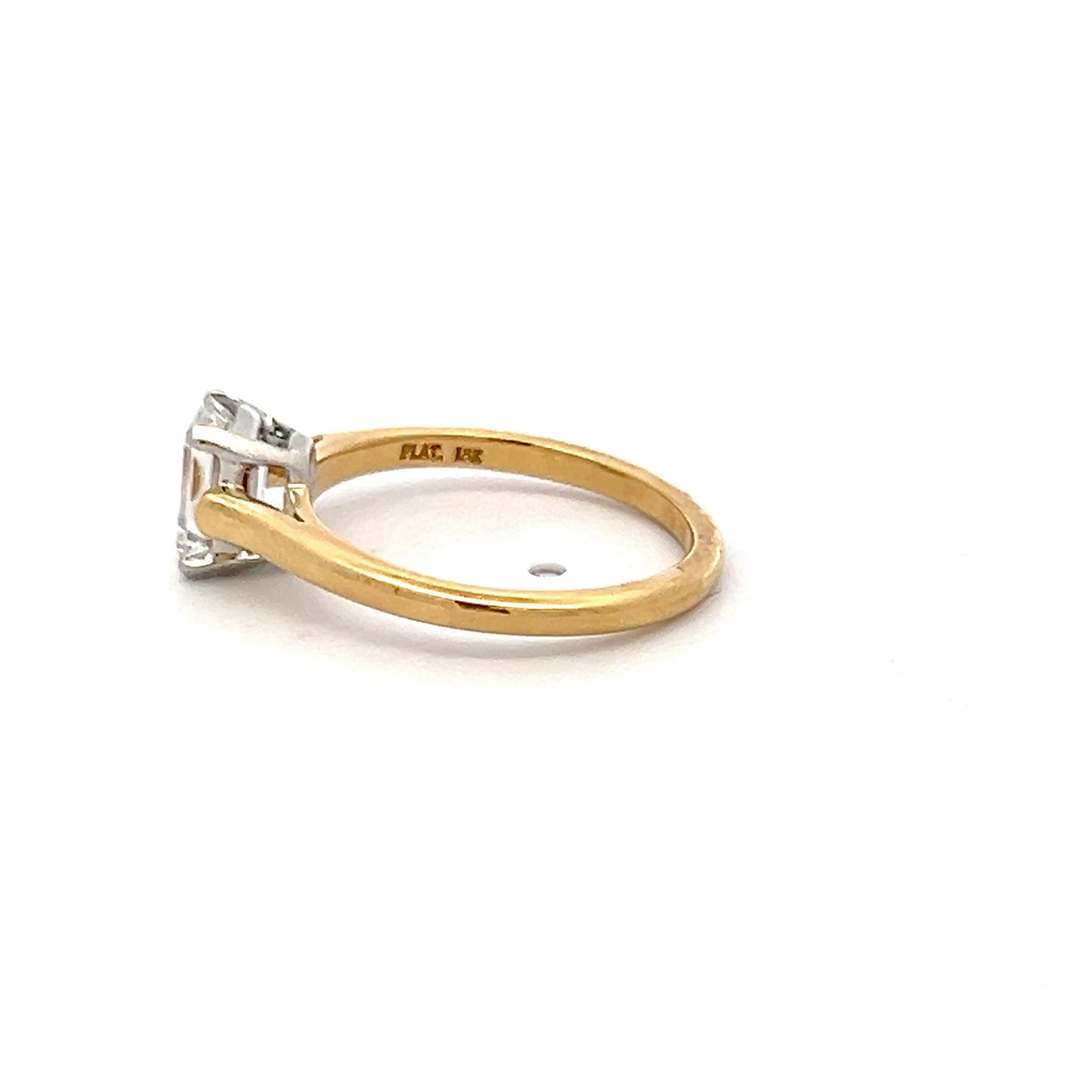 Women's Tiffany & Co 1.02 Carat Emerald Cut Diamond 18K Gold/Platinum Engagement Ring For Sale