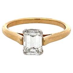 Vintage Tiffany & Co 1.02 Carat Emerald Cut Diamond 18K Gold/Platinum Engagement Ring