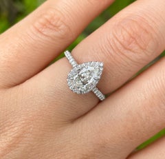 Tiffany & Co 1.02 Carat Pear Diamond Halo Platinum Engagement Ring