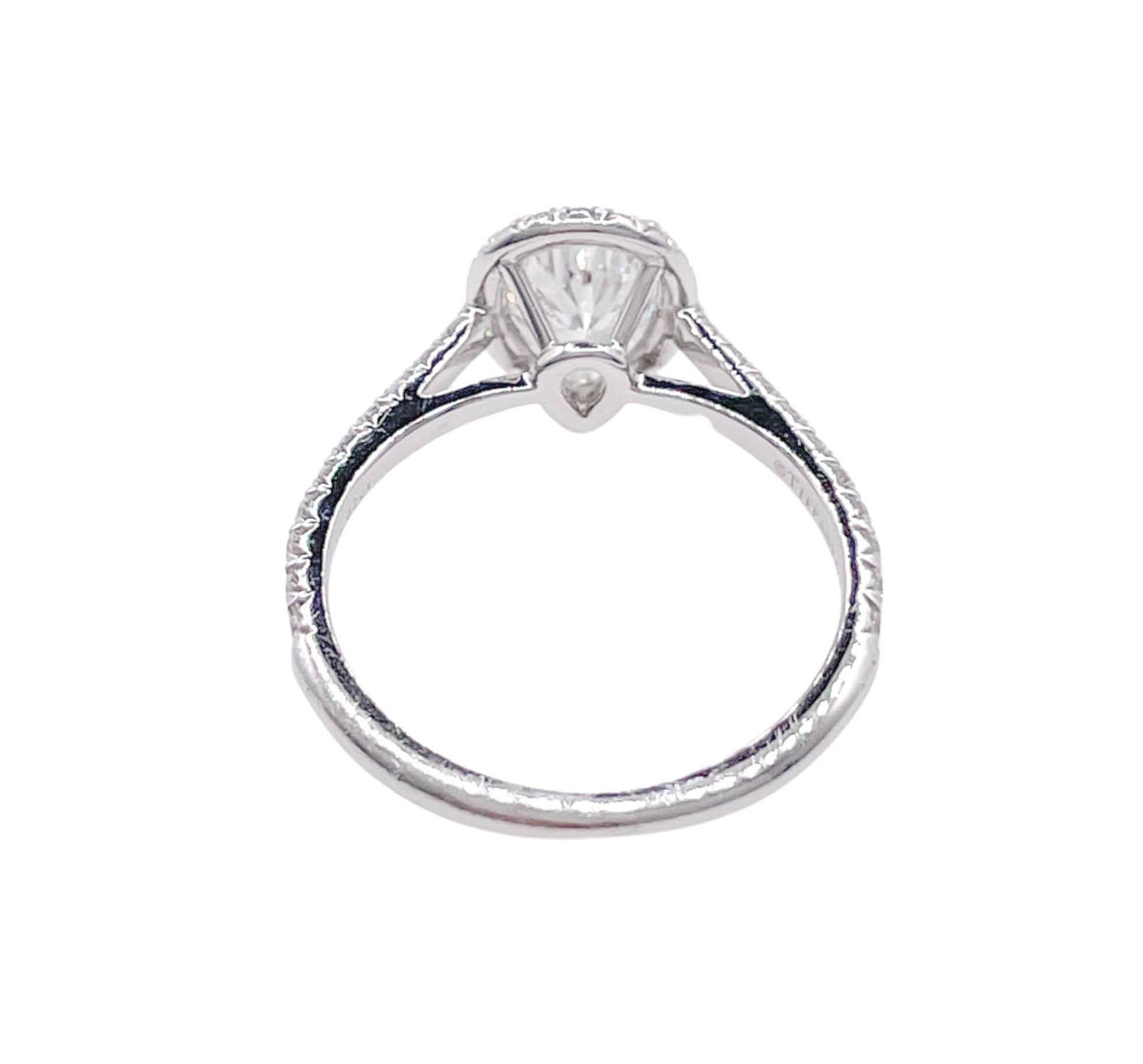 Tiffany & Co 1.02 Carat Pear Diamond Halo Platinum Engagement Ring 1