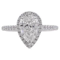 Tiffany & Co 1.02 Carat Pear Diamond Halo Platinum Engagement Ring