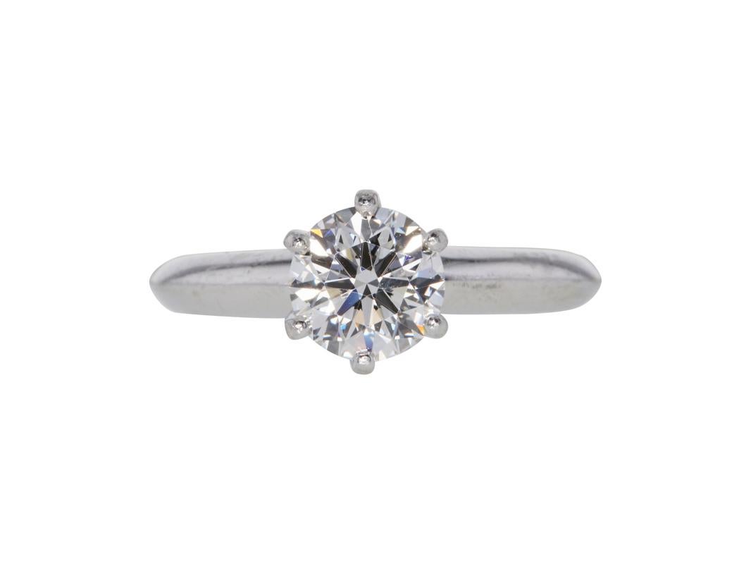 Designer:
Tiffany & Co


Title:
Tiffany & Co 1.02 Carat Round Brilliant G VS2 Diamond Platinum Engagement Ring


Style:
Engagement


Metal:
Platinum


Gemstone 1:
1.02 Carat Diamond


Number of Stones:
1


Color:
G


Clarity:
VS2


Shape:
Round