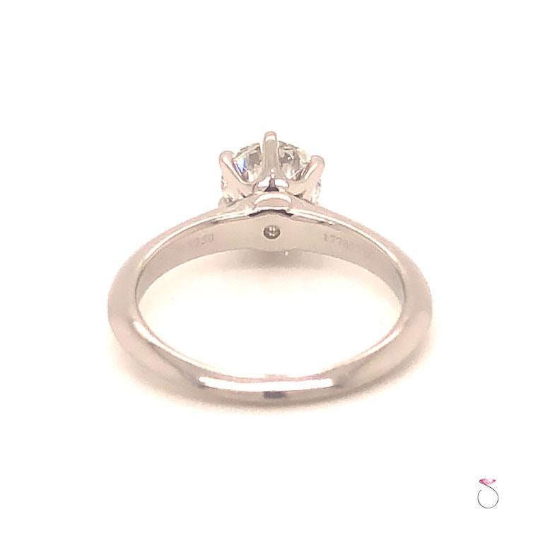 Tiffany & Co. 1.02 Ct. G, VVS2 Round Diamond Solitaire Platinum Ring For Sale 6