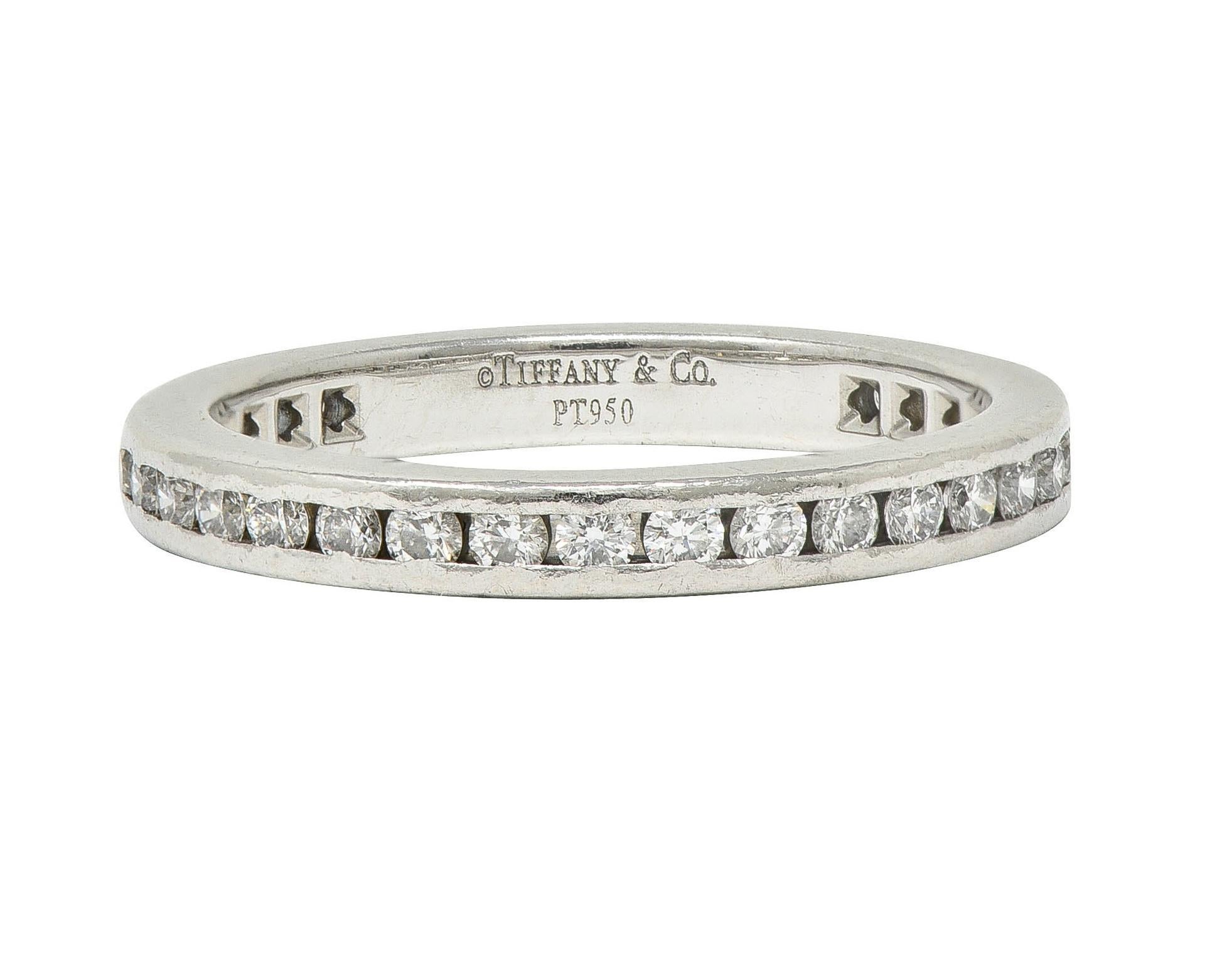 Brilliant Cut Tiffany & Co. 1.02 CTW Diamond Platinum Vintage Eternity Channel Band Ring For Sale