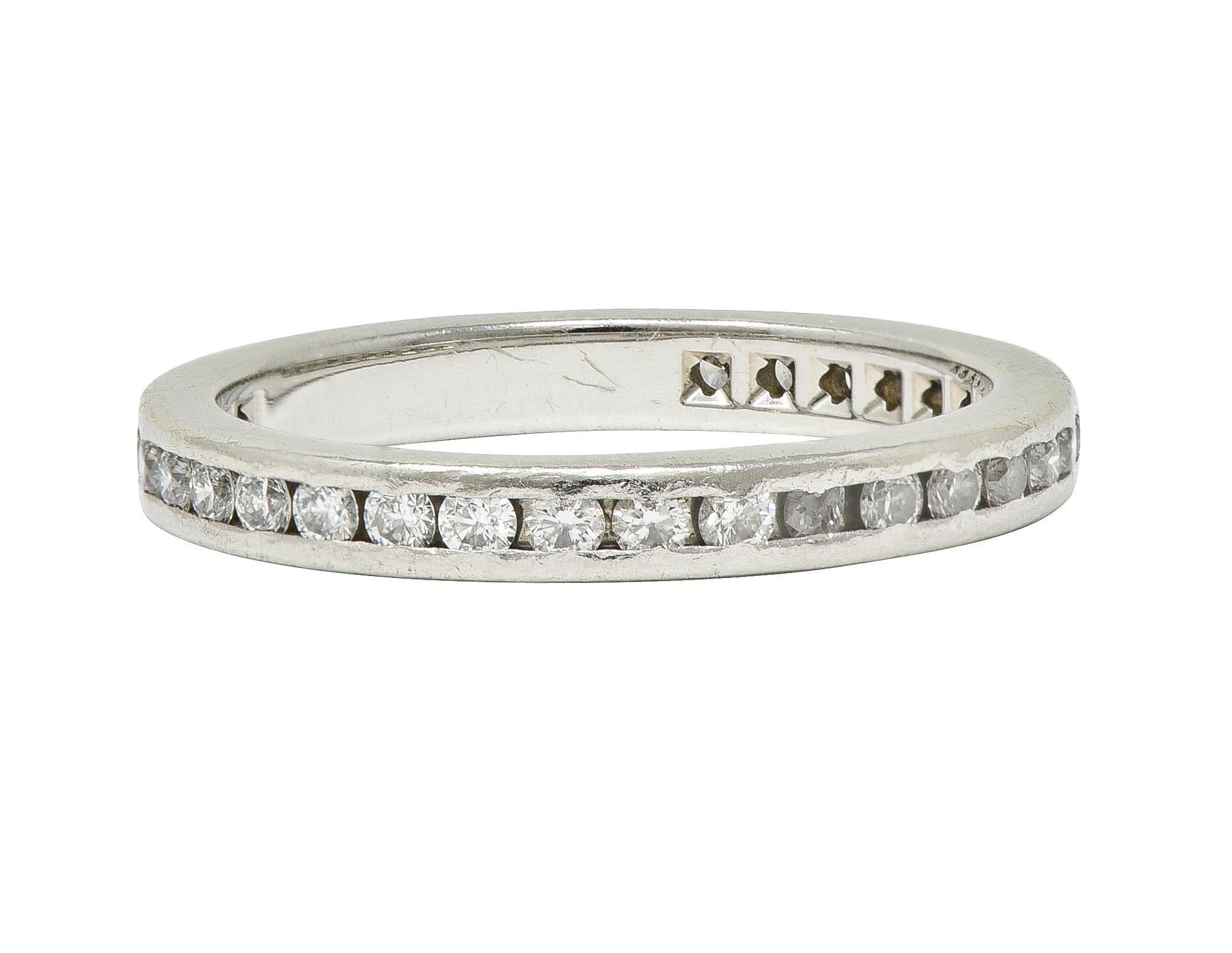 Women's or Men's Tiffany & Co. 1.02 CTW Diamond Platinum Vintage Eternity Channel Band Ring For Sale