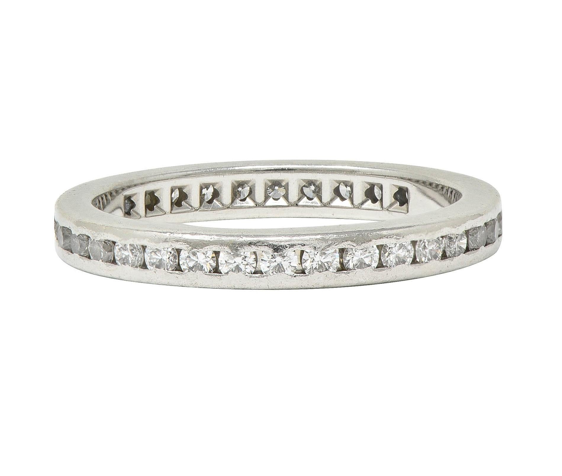 Tiffany & Co. 1.02 CTW Diamond Platinum Vintage Eternity Channel Band Ring For Sale 2