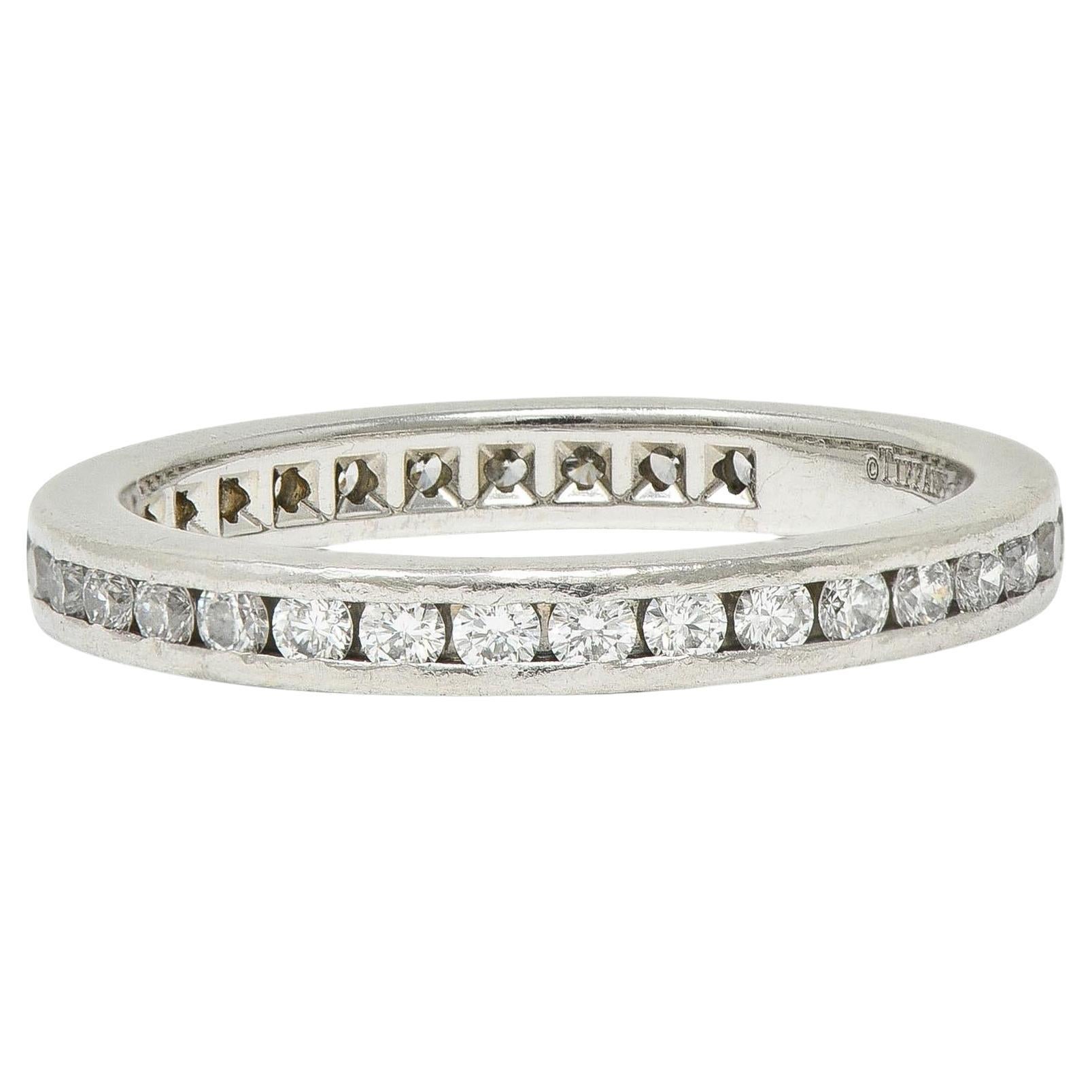 Tiffany & Co. 1.02 CTW Diamond Platinum Vintage Eternity Channel Band Ring For Sale