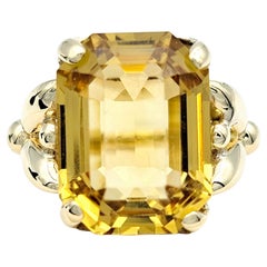 Tiffany & Co. 10.27 Carat Emerald Cut Citrine Cocktail Ring 14 Karat Yellow Gold