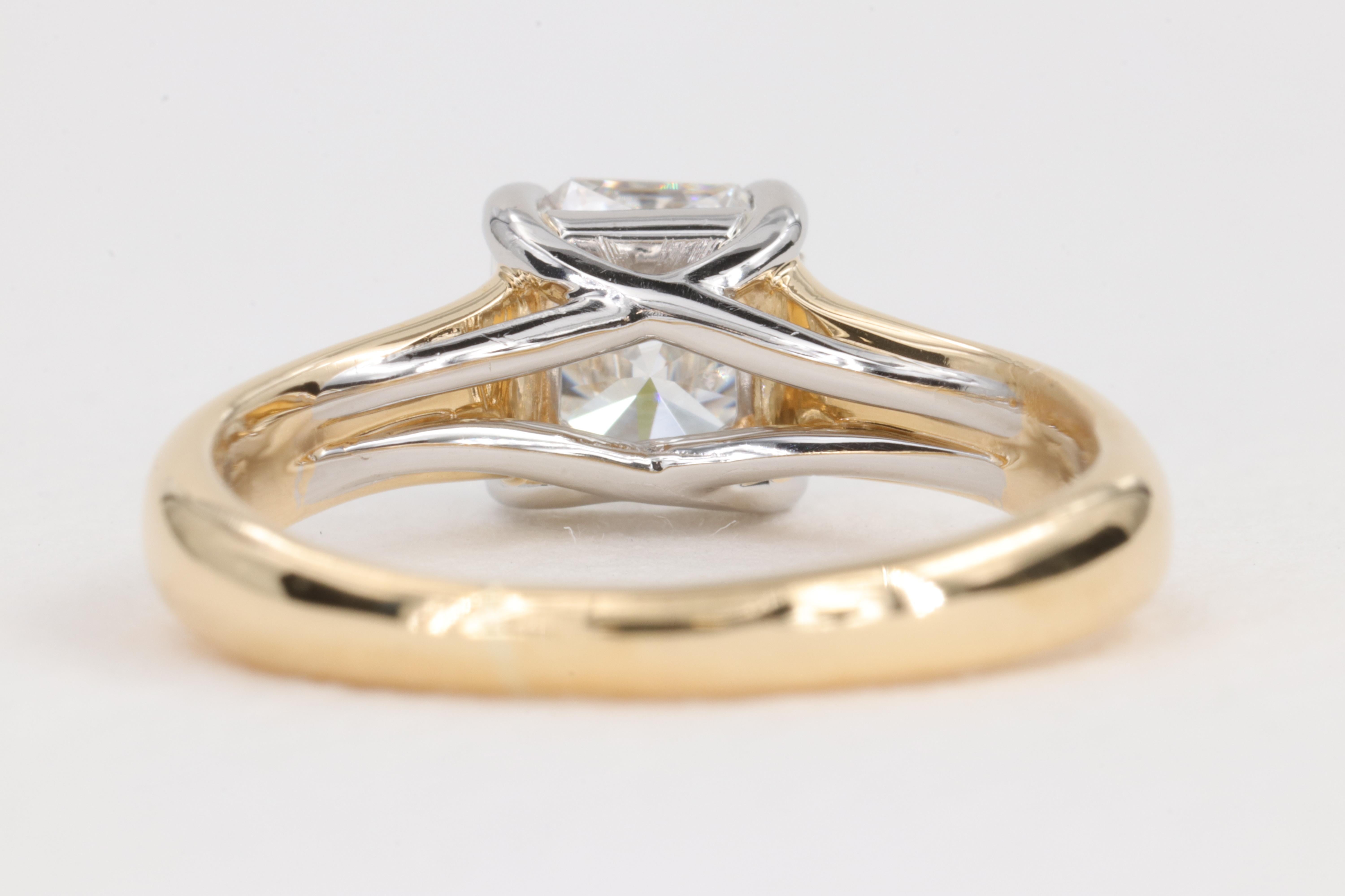 Tiffany & Co. 1.02ct Lucida Radiant Cut Yellow Gold & Platinum Engagement Ring 2