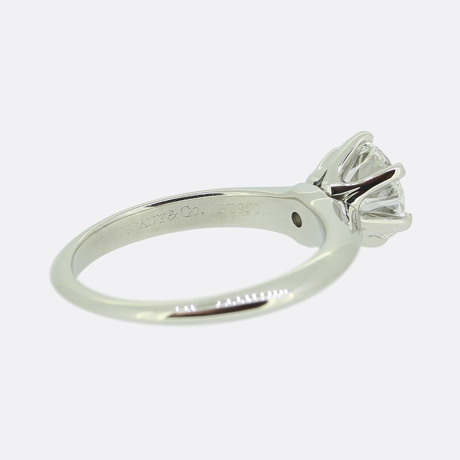 Women's or Men's Tiffany & Co. 1.03 Carat Diamond Solitaire Ring