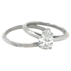 Tiffany & Co., 1.03 Carat Pear Shaped Diamond Engagement Ring Set