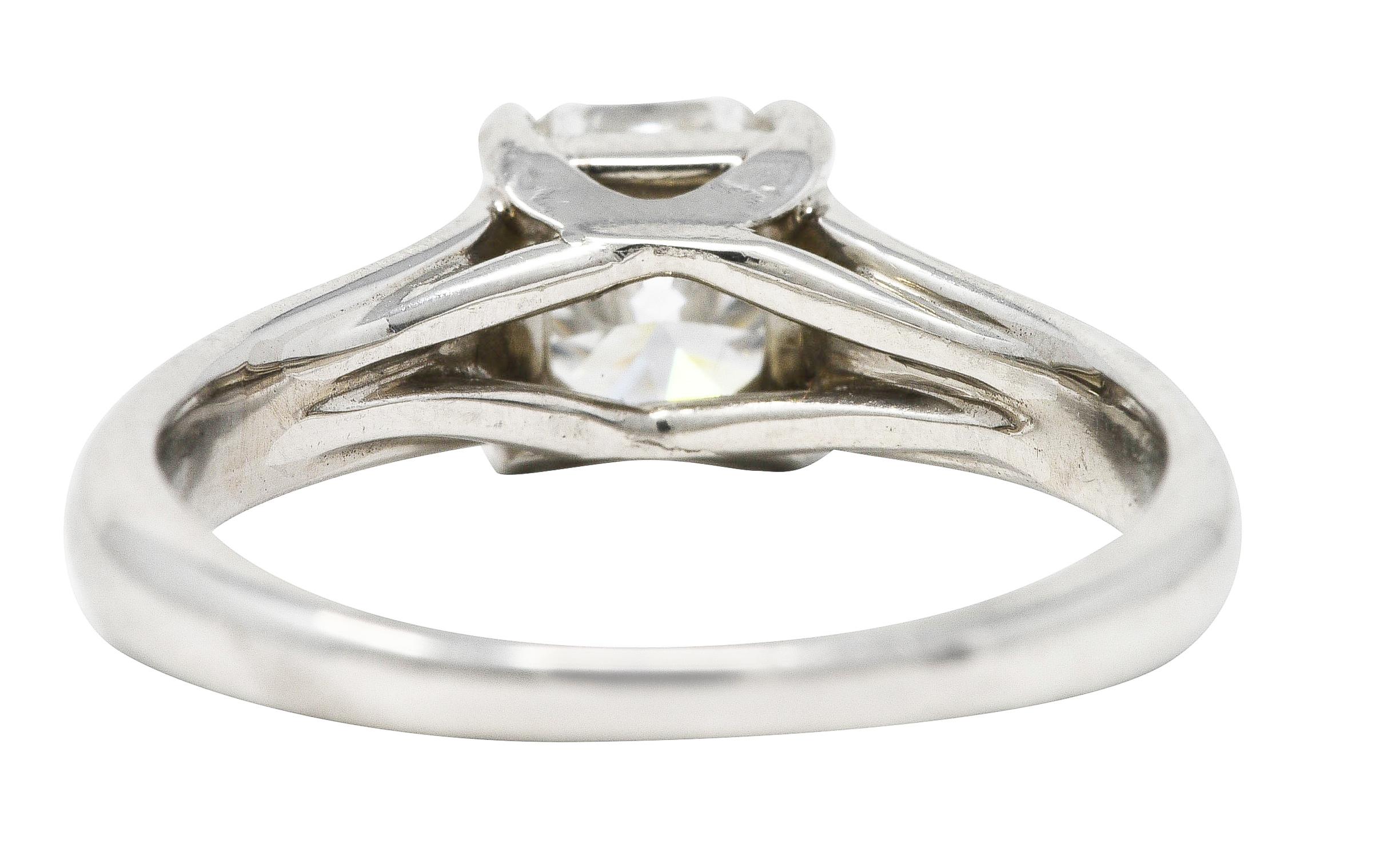 Taille ronde Tiffany & Co. Bague de fiançailles solitaire en platine avec diamant Lucida de 1,03 carat certifié GIA en vente