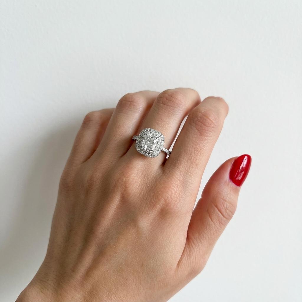 Tiffany & Co. Anillo de platino con halo de diamantes de 1,03 quilates con certificado GIA Contemporáneo en venta