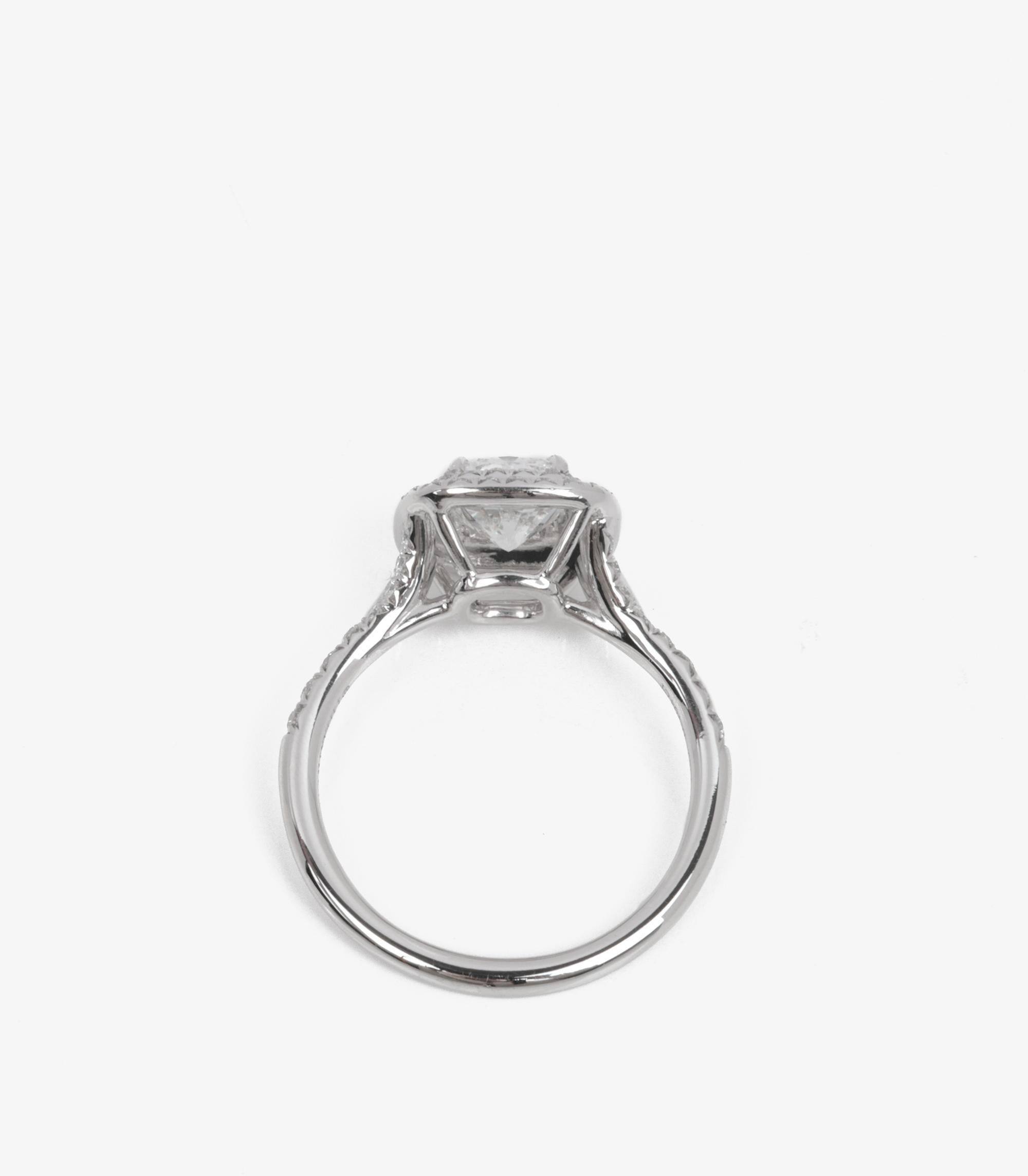 Tiffany & Co. 1.04ct Cushion Cut Diamond Platinum Soleste Ring For Sale 1