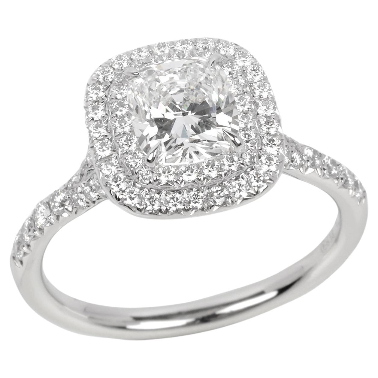 Tiffany & Co. 1.04ct Cushion Cut Diamond Platinum Soleste Ring