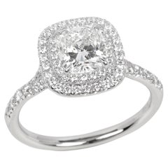 Used Tiffany & Co. 1.04ct Cushion Cut Diamond Platinum Soleste Ring
