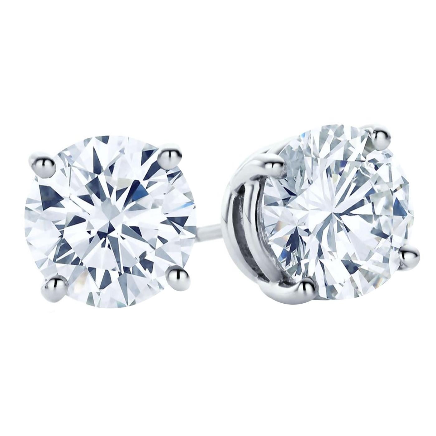 Round Cut Tiffany & Co. 1.04ct Round Brilliant Diamond Stud Earrings E Color VS1 Clarity For Sale