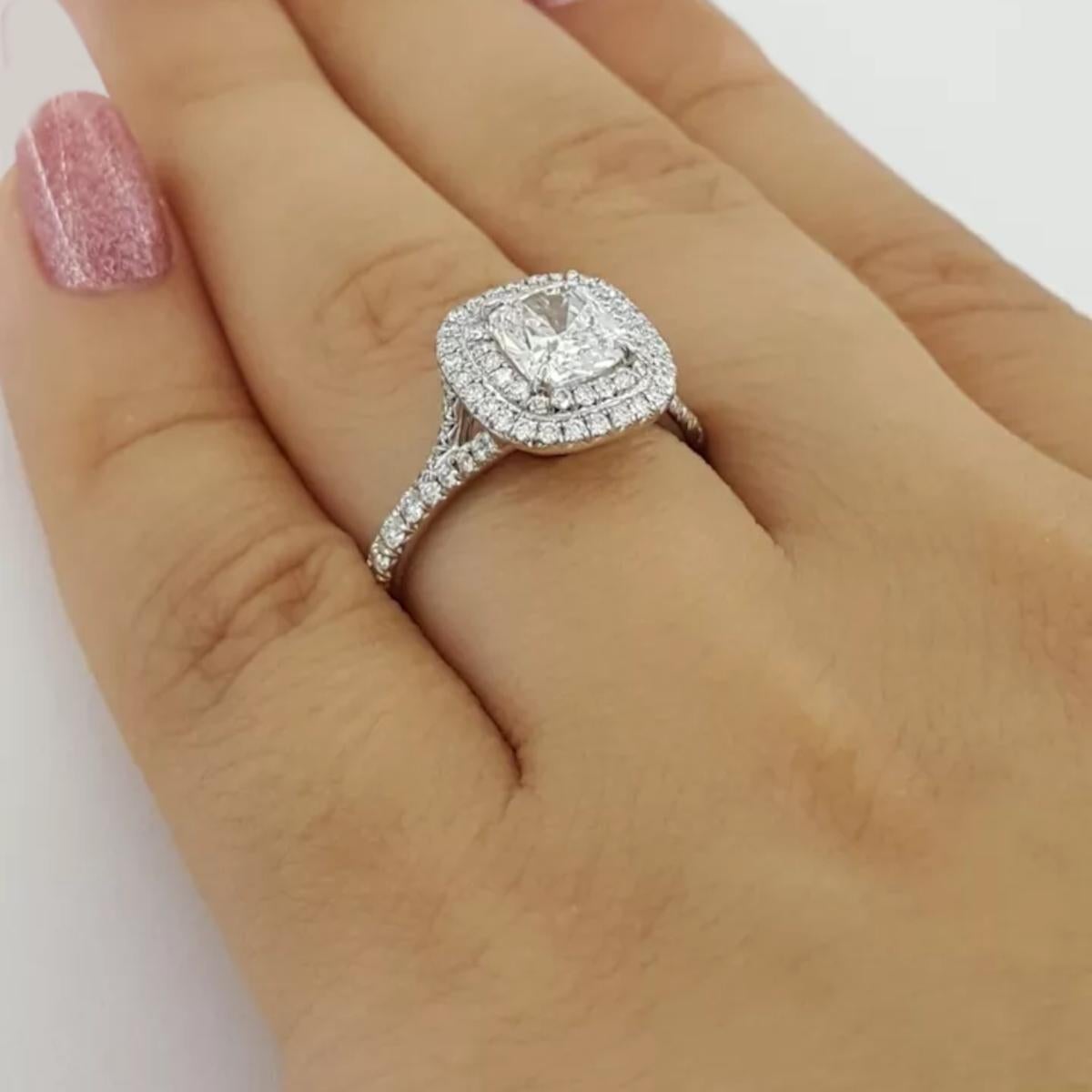 Tiffany & Co. 1.05 Carat Cushion F Color IF Clarity Soleste Platinum Ring In New Condition For Sale In Chicago, IL