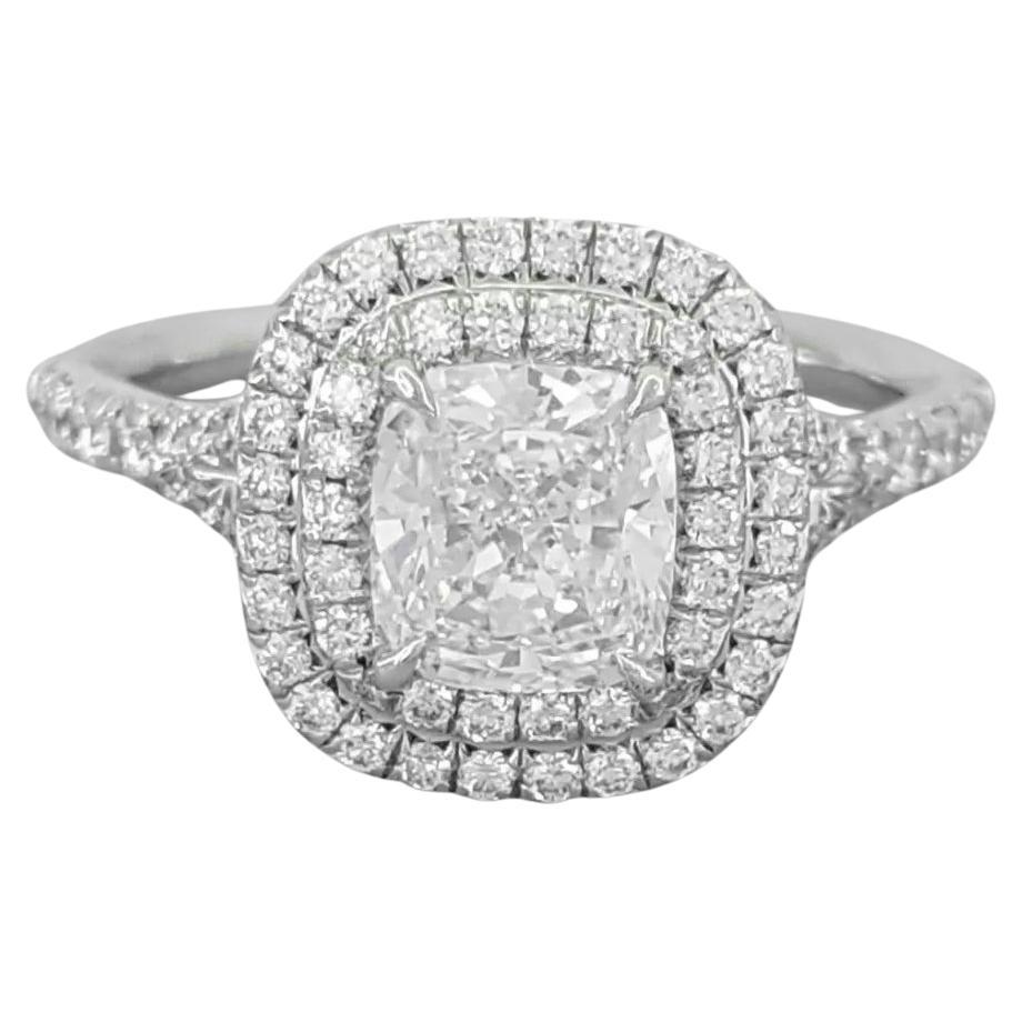 Tiffany & Co. 1.05 Carat Cushion F Color IF Clarity Soleste Platinum Ring