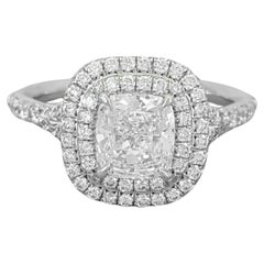 Tiffany & Co. 1.05 Carat Cushion F Color IF Clarity Soleste Platinum Ring