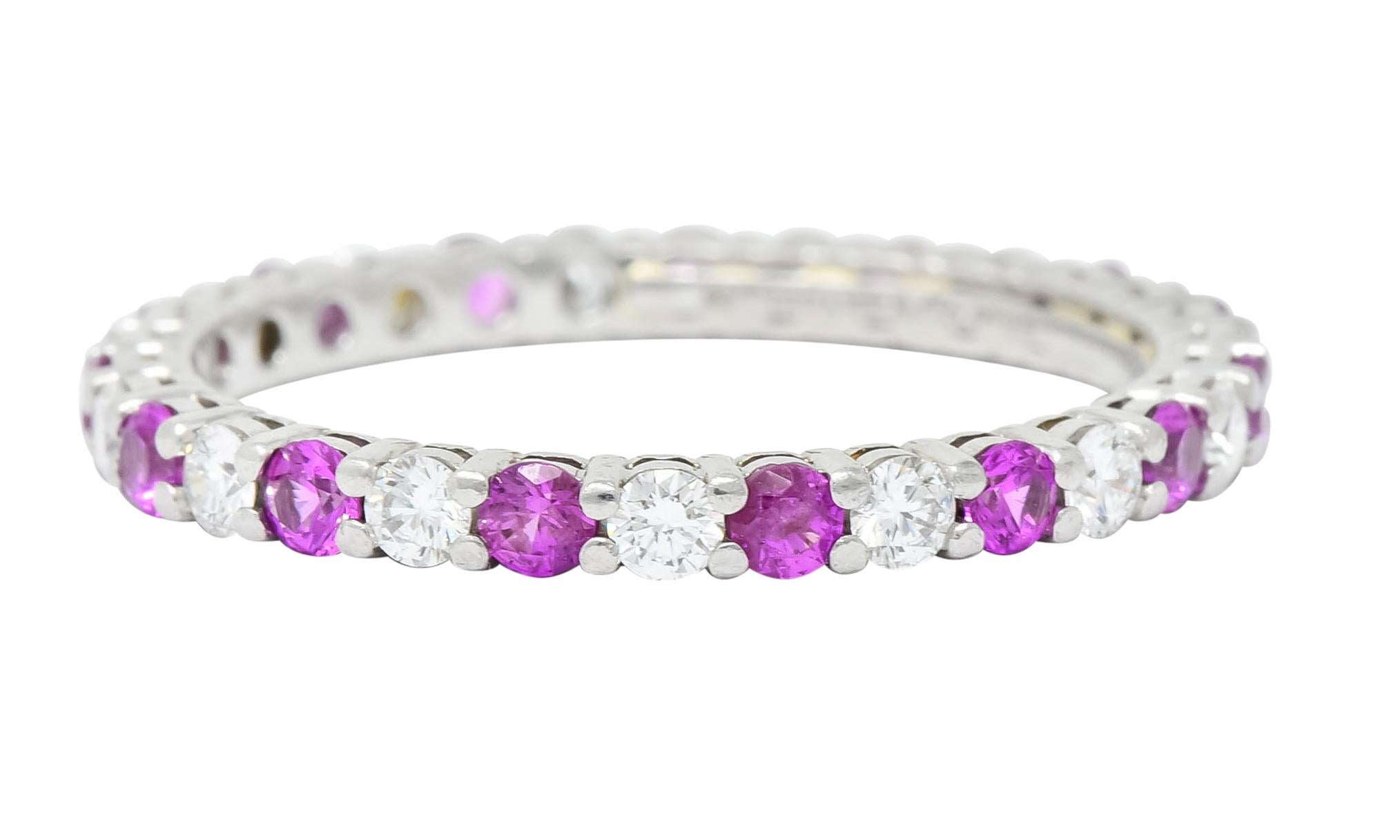 Tiffany & Co. 1.05 Carat Diamond Pink Sapphire Platinum Eternity Band In Excellent Condition In Philadelphia, PA