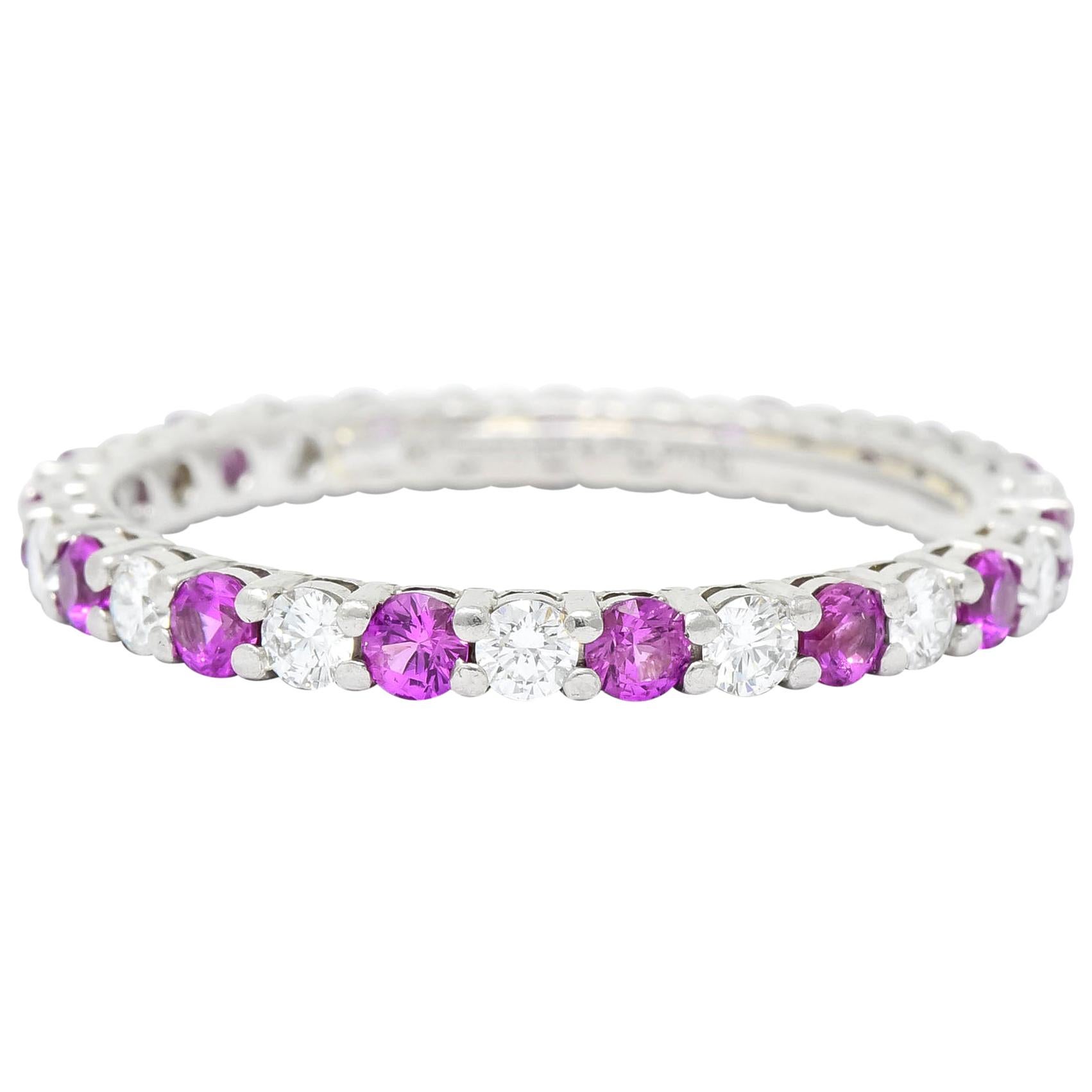 Tiffany & Co. 1.05 Carat Diamond Pink Sapphire Platinum Eternity Band