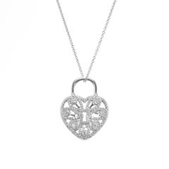 Tiffany & Co. 1.05 Carat Diamond White Gold Heart Padlock Pendant Necklace
