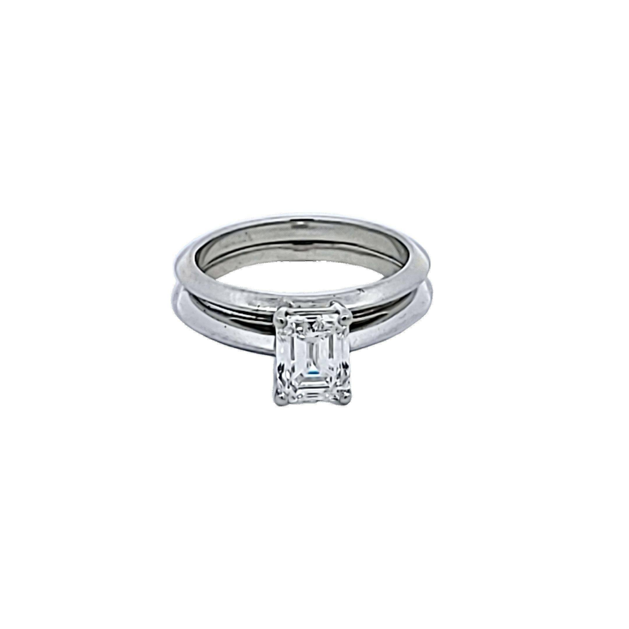 Tiffany & Co 1,06 Karat Smaragdschliff G VS1 Diamant Platin Verlobungsring im Angebot 6